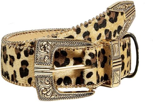 نساء Leopard Print Cowboy Belt Western Western Cowboy Cowboy Belted Leather Belt for Bans Bans (بدلة للخصر 27-39 ") in Kuwait
