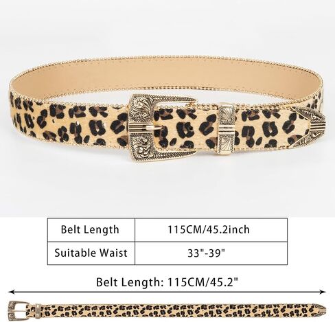 نساء Leopard Print Cowboy Belt Western Western Cowboy Cowboy Belted Leather Belt for Bans Bans (بدلة للخصر 27-39 ") in Kuwait