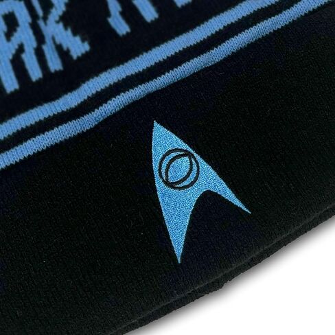 Star Trek Science Logo Stripe Blue Knit Beanie with Cuff and Pom Unisex for Men and Women in Saudi Arabia
