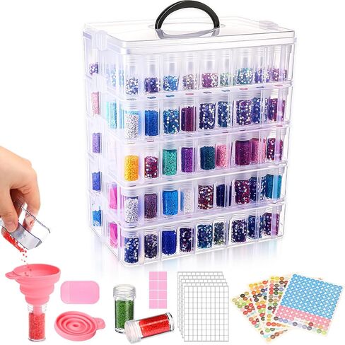 Diamond Painting Storage Containers with 208 Grids Bead Organizer with Diamond Painting Accessories for Diamond Art Storage DIY Diamond Art Craft Jewelry Bead Storage in Saudi Arabia