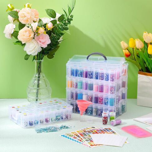 Diamond Painting Storage Containers with 208 Grids Bead Organizer with Diamond Painting Accessories for Diamond Art Storage DIY Diamond Art Craft Jewelry Bead Storage in Saudi Arabia