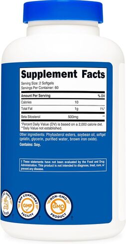Nutricost Beta Sitosterol 120 Softgels ، 500mg - غير المعدلة وراثيا ، ملحق خالي من الغلوتين ، 60 حصص in Saudi Arabia