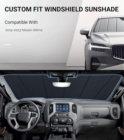 Windshield Sun Shade for Nissan Maxima Sedan 2016-2023,Front Window Sunshade Shield,2-in-1 Reflective Sun Shade,Silver for Summer, Black for Winter in Saudi Arabia