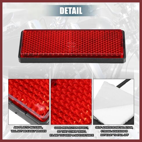 6 Pcs Rectangular Stick-on Safety Spoke Reflective Self Adhesive Reflector for Gate Posts Cars Trailer Motorcycle Bicycle Bike 87mm Length Red Replace Parts in Saudi Arabia
