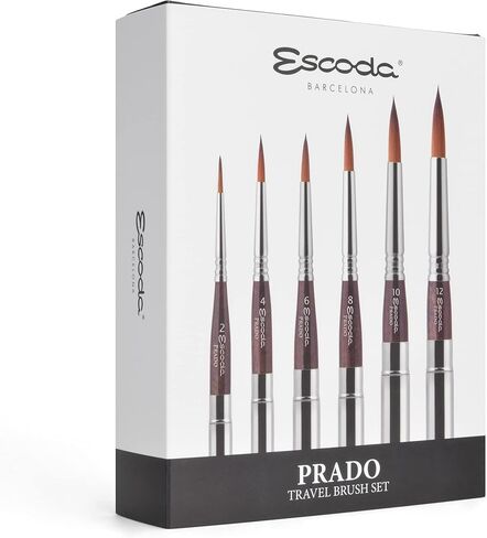 Escoda Chronos Series Professional Artist Watercolor Travel Brush Set with Synthetic Leather Wallet, 6 Round Travel Brushes, Synthetic Fiber Mix in Kuwait