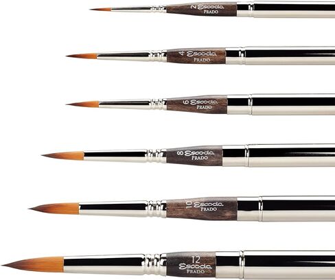 Escoda Chronos Series Professional Artist Watercolor Travel Brush Set with Synthetic Leather Wallet, 6 Round Travel Brushes, Synthetic Fiber Mix in Kuwait