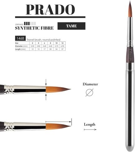 Escoda Chronos Series Professional Artist Watercolor Travel Brush Set with Synthetic Leather Wallet, 6 Round Travel Brushes, Synthetic Fiber Mix in Kuwait