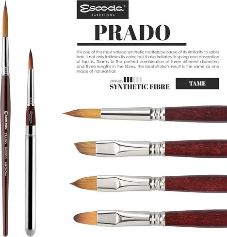 Escoda Chronos Series Professional Artist Watercolor Travel Brush Set with Synthetic Leather Wallet, 6 Round Travel Brushes, Synthetic Fiber Mix in Kuwait