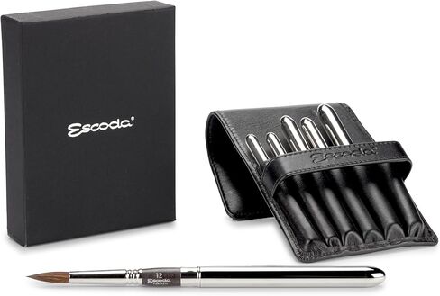 Escoda Chronos Series Professional Artist Watercolor Travel Brush Set with Synthetic Leather Wallet, 6 Round Travel Brushes, Synthetic Fiber Mix in Kuwait