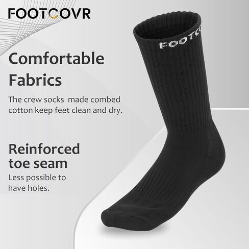 Cushioned Crew Socks for Women & Men - 6 Pairs Ultra Soft Crew Socks - Non-Slip Crew Boot Socks - Size 6-12 in Saudi Arabia