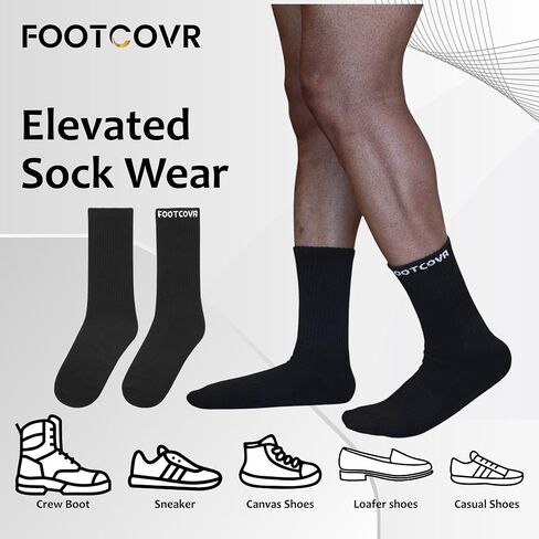 Cushioned Crew Socks for Women & Men - 6 Pairs Ultra Soft Crew Socks - Non-Slip Crew Boot Socks - Size 6-12 in Saudi Arabia