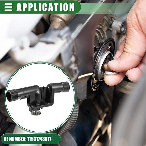 Motoforti Water Outlet Thermostat, Engine Coolant Thermostat Housing Assembly, for BMW 318i 1996-1999, Metal Plastic, No.11531743017, Black in Saudi Arabia
