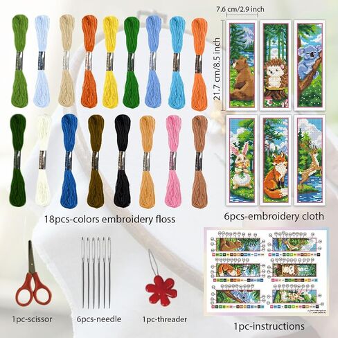 ORIGACH 6 Pcs Cross Stitch Bookmark Kit for Beginner Flamingo Bird Pattern Stamped Embroidery Stitch Kits for Starter DIY Bookmarks Printed Cross Stitch Kits for Book Lovers in Kuwait