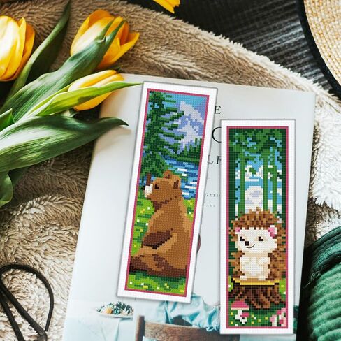 ORIGACH 6 Pcs Cross Stitch Bookmark Kit for Beginner Flamingo Bird Pattern Stamped Embroidery Stitch Kits for Starter DIY Bookmarks Printed Cross Stitch Kits for Book Lovers in Kuwait