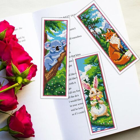 ORIGACH 6 Pcs Cross Stitch Bookmark Kit for Beginner Flamingo Bird Pattern Stamped Embroidery Stitch Kits for Starter DIY Bookmarks Printed Cross Stitch Kits for Book Lovers in Kuwait