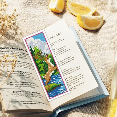 ORIGACH 6 Pcs Cross Stitch Bookmark Kit for Beginner Flamingo Bird Pattern Stamped Embroidery Stitch Kits for Starter DIY Bookmarks Printed Cross Stitch Kits for Book Lovers in Kuwait
