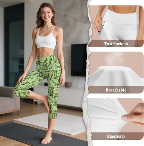 Cute Capri Leggings with Pockets for Women XS-3XL High Waisted Workout Pants in Saudi Arabia