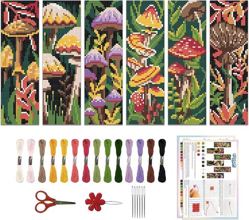 ORIGACH 6 Pcs Flower Cross Stitch Bookmark Kit for Beginner Sunflowers Tulip DIY Stamped Embroidery Bookmark Kit for Starter Printed Cross Stitch Kits with Instruction for Book Lovers in Saudi Arabia