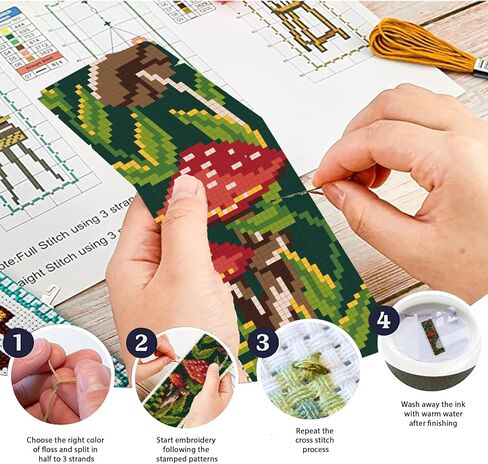 ORIGACH 6 Pcs Flower Cross Stitch Bookmark Kit for Beginner Sunflowers Tulip DIY Stamped Embroidery Bookmark Kit for Starter Printed Cross Stitch Kits with Instruction for Book Lovers in Saudi Arabia