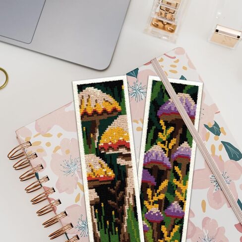 ORIGACH 6 Pcs Flower Cross Stitch Bookmark Kit for Beginner Sunflowers Tulip DIY Stamped Embroidery Bookmark Kit for Starter Printed Cross Stitch Kits with Instruction for Book Lovers in Saudi Arabia