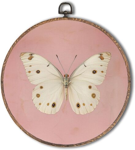 Tzhim Vintage Floral Butterfly Round Wall Art, Cottagecore Butterfly Round Wall Decor Framed, Retro Moth Flower Botanical Canvas Walls Sculptures for Home Bedroom Living Room Decor, 10x10 Inch in Kuwait