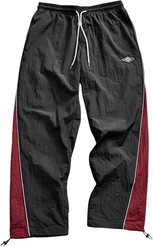 Men's Side Striped Straight Leg Pants Baggy Color Block Drawstring Waist Long Trousers Streetwear in Saudi Arabia