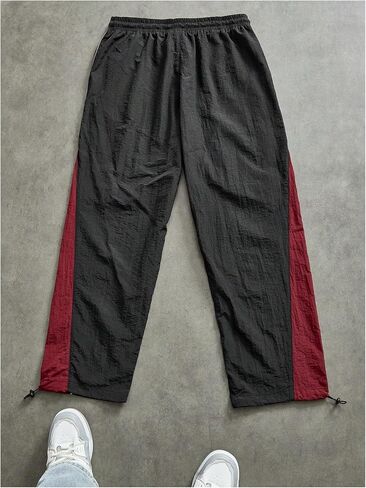 Men's Side Striped Straight Leg Pants Baggy Color Block Drawstring Waist Long Trousers Streetwear in Saudi Arabia