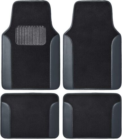 BDK MT-100-BD Burgundy Red Carpeted 4 Piece Car SUV Floor Mats With Vinyl Heel Pad Car Vehicle Universal Fit in Kuwait