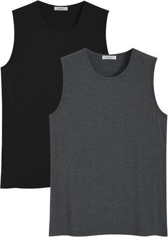 Latuza Men's Bamboo Viscose Muscle Tank Top Sleeveless Workout Shirt 2 Pack in Saudi Arabia