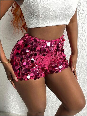 Floerns Women Out Out Sequin Shorts Low Weist Music Festival Party Party Hot in Saudi Arabia