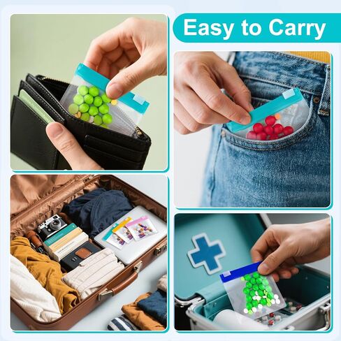 45pcs 9 ألوان أكياس حقيبة حبوب منع الحمل قابلة لإعادة الاستخدام ، منظم الطب الشفاف المنسوج ، منظم حبوب منع الحمل مع قفل شريحة ، أكياس بلاستيكية صغيرة للإكسسوارات ، المجوهرات ، إلخ. in Kuwait