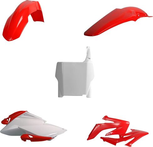 Polisport Motocross (MX) مجموعة البلاستيك المتماثلة لـ Honda CRF 250R (2006-07)-جودة OEM ، متينة ، مرنة ومثالية-أحمر/أبيض in Saudi Arabia
