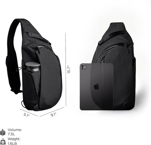 Alpaka Metro Crossbody الكتف الأيسر 10L - Crossbody Bag Men ، حقيبة الظهر حبال - تناسب 11 بوصة - كتف واحد مع ykk zipper - جيب زجاجة ماء قابلة للتوسيع - كم الهاتف - أسود أكوفلوكس 210d in Saudi Arabia