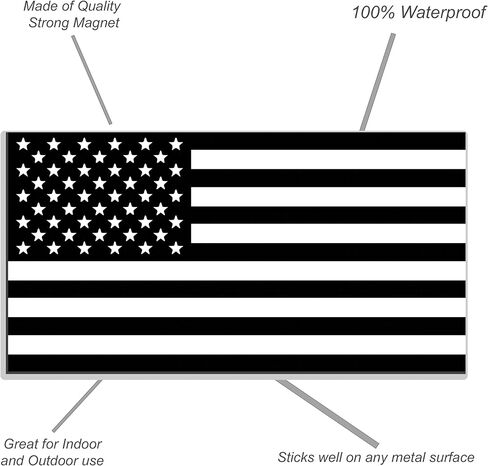 Black & White American American US Magnet - Magnetic Auto Car Truck Secal - سهل التثبيت والإزالة (4 "× 2") in Kuwait