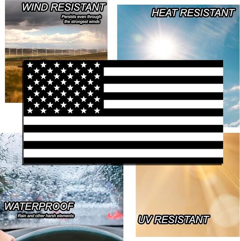 Black & White American American US Magnet - Magnetic Auto Car Truck Secal - سهل التثبيت والإزالة (4 "× 2") in Kuwait