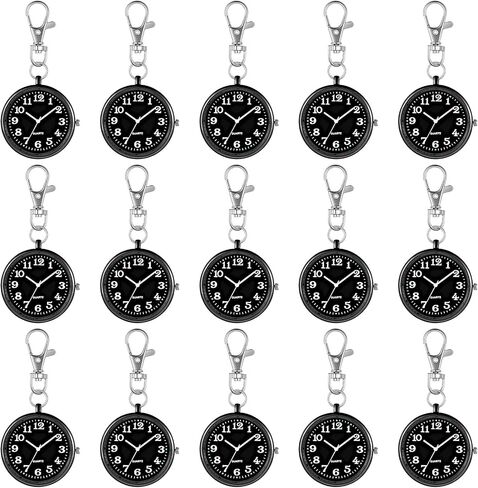 Outus 15 Pieces Quartz Nurse Pocket Watch Round Doctor Brooch with Key Buckle Hanging Nurse Watch Clip on Doctors in Saudi Arabia