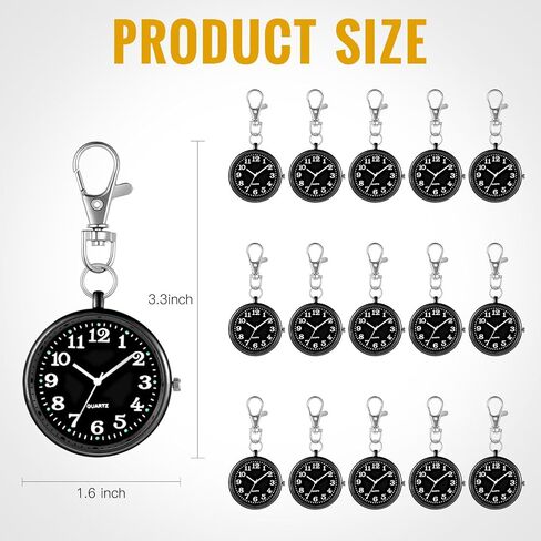 Outus 15 Pieces Quartz Nurse Pocket Watch Round Doctor Brooch with Key Buckle Hanging Nurse Watch Clip on Doctors in Saudi Arabia