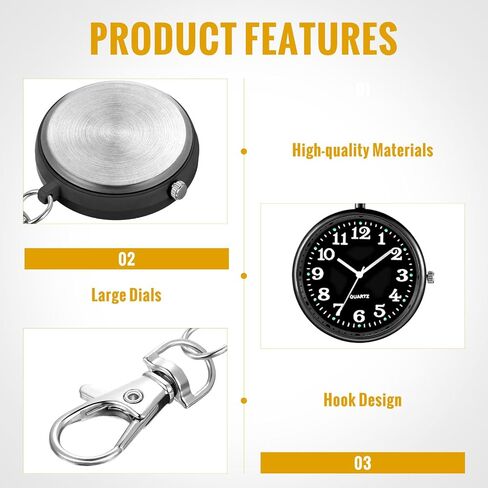 Outus 15 Pieces Quartz Nurse Pocket Watch Round Doctor Brooch with Key Buckle Hanging Nurse Watch Clip on Doctors in Saudi Arabia