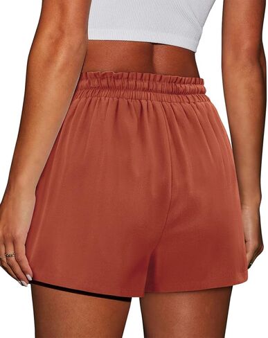 ONLYSHE Womens Summer Elastic Waist Casual Solid Color Ladies Comfy Lightweight Shorts with Pockets in Saudi Arabia