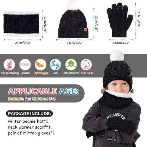 Toddler Kids Winter Hats Gloves Scarfs Beanie Mittens Neck Warmer for 0 6 12 Months 1 2 3 4-8 Year Old Baby Girls Boys Gifts in Kuwait