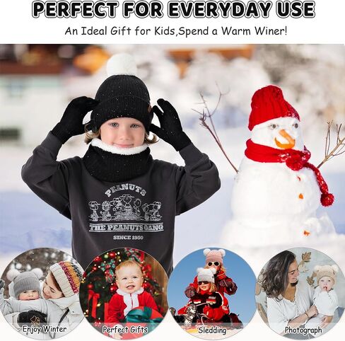 Toddler Kids Winter Hats Gloves Scarfs Beanie Mittens Neck Warmer for 0 6 12 Months 1 2 3 4-8 Year Old Baby Girls Boys Gifts in Kuwait