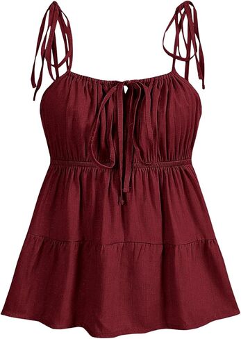 Soly Hux Peplum Peplum Tops Flowy y2k لطيف التعادل الكشكش Babydoll Cami Top in Saudi Arabia