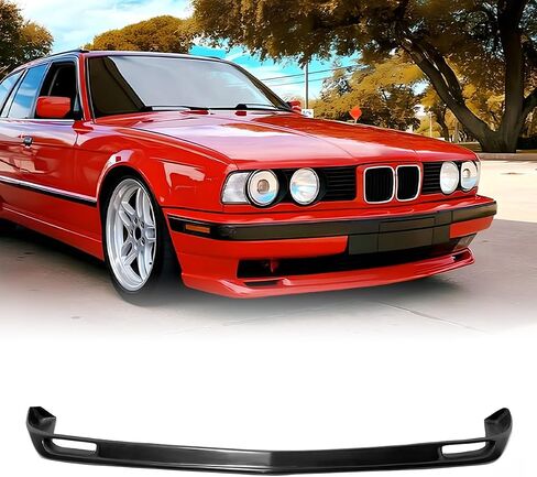 Front Bumper Lip Chin Spoiler, Compatible with 1987-1996 BMW E34 5 Series, MT Style Flexible Polyurethane(PU) Front Lower Splitter Protector, Unpainted Black, 1 PC in Saudi Arabia
