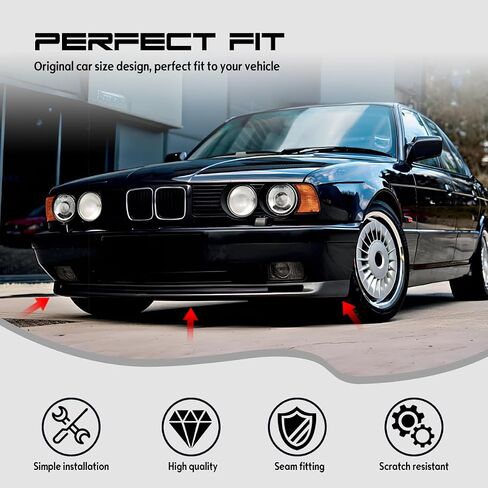 Front Bumper Lip Chin Spoiler, Compatible with 1987-1996 BMW E34 5 Series, MT Style Flexible Polyurethane(PU) Front Lower Splitter Protector, Unpainted Black, 1 PC in Saudi Arabia