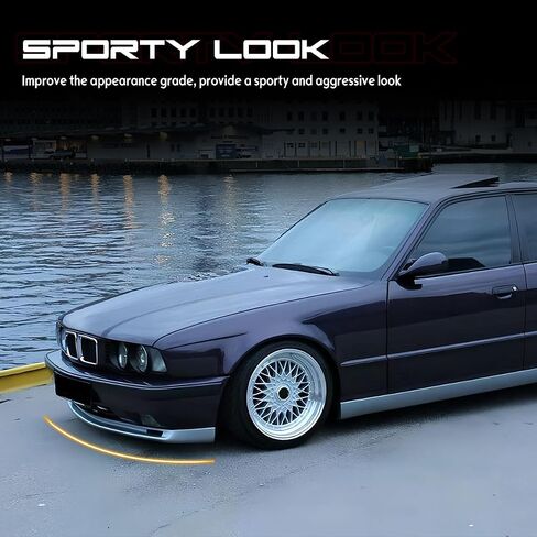 Front Bumper Lip Chin Spoiler, Compatible with 1987-1996 BMW E34 5 Series, MT Style Flexible Polyurethane(PU) Front Lower Splitter Protector, Unpainted Black, 1 PC in Saudi Arabia