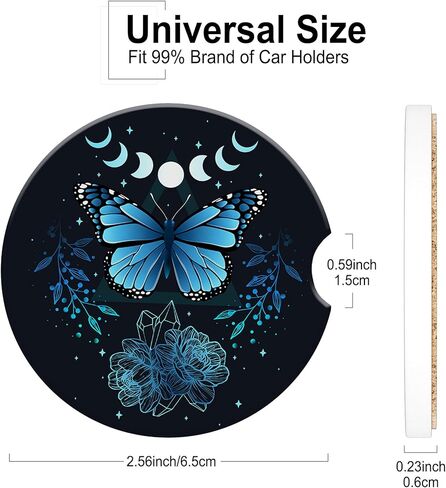 Car Coaster for Cup Holders,Hawaii Blue Hibiscus Ceramic Car Cup Coaster Anti Slip Cork Base 2Pcs Auto Accessories for Women Men 2.56 Inch in Kuwait