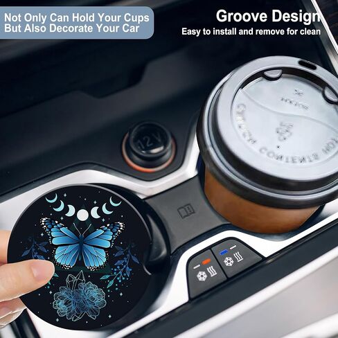 Car Coaster for Cup Holders,Hawaii Blue Hibiscus Ceramic Car Cup Coaster Anti Slip Cork Base 2Pcs Auto Accessories for Women Men 2.56 Inch in Kuwait