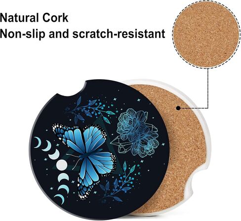 Car Coaster for Cup Holders,Hawaii Blue Hibiscus Ceramic Car Cup Coaster Anti Slip Cork Base 2Pcs Auto Accessories for Women Men 2.56 Inch in Kuwait