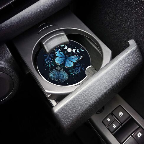 Car Coaster for Cup Holders,Hawaii Blue Hibiscus Ceramic Car Cup Coaster Anti Slip Cork Base 2Pcs Auto Accessories for Women Men 2.56 Inch in Kuwait
