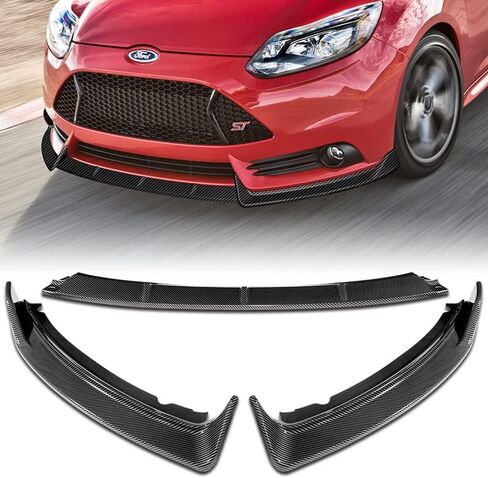 EPARTS 3 Pieces Style Front Bumper Lip Spoiler Splitter Chin Side Body Kit Trim Protection Compatible with 2012-2014 Ford Focus ST Hatchback Models Only (Painted Carbon Fiber Style) in Saudi Arabia